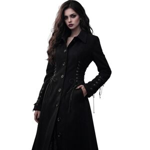 Pamela McCoy Lace Up Long Coat Corset Gothic *Flaw Size M
